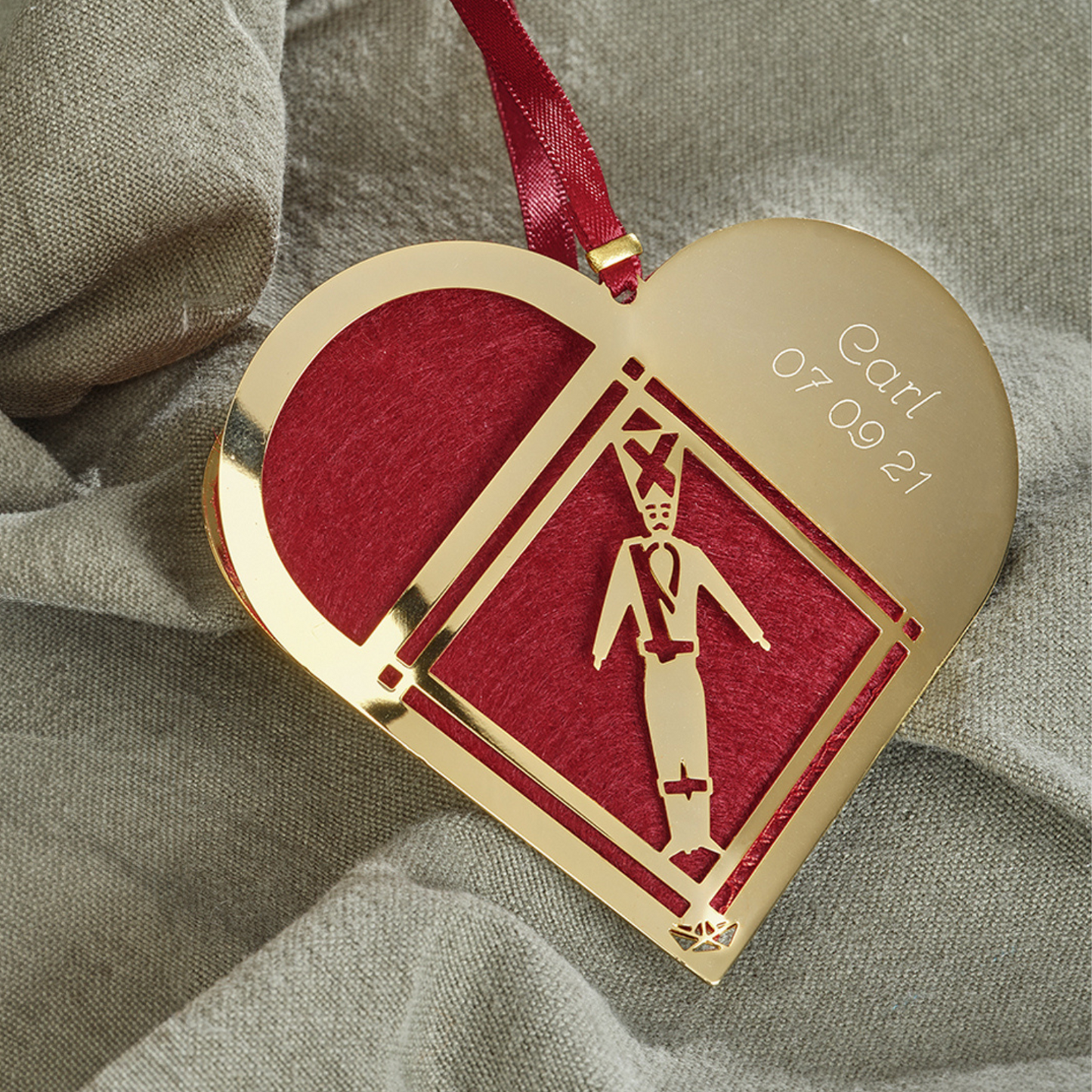 Julehjerte - Soldat - forgyldt