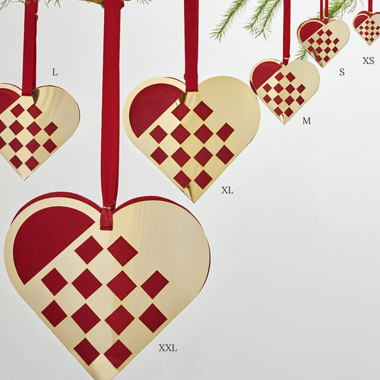Miniature XS 5 cm julehjerte - forgyldt