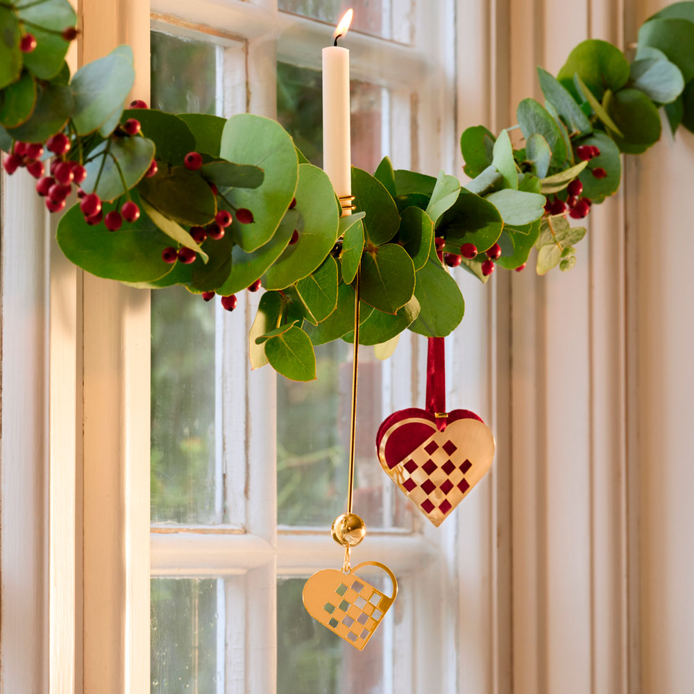 Miniature XS 5 cm julehjerte - forgyldt